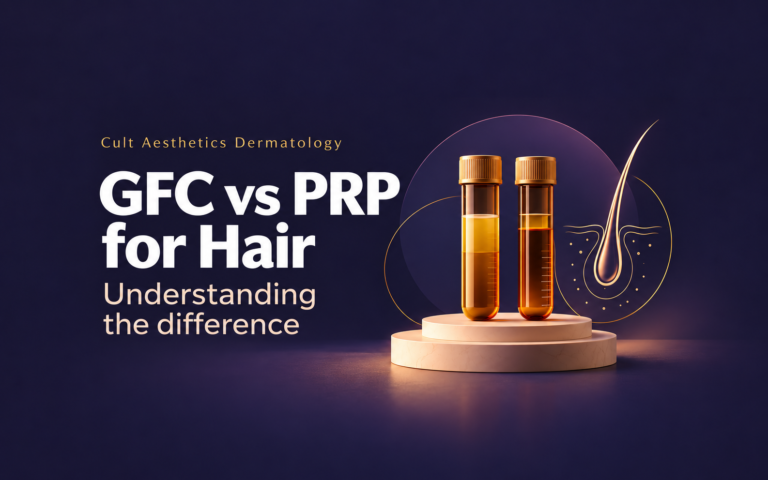 Cover graphic for the article: GFC vs PRP for Hair: What Is the Difference?