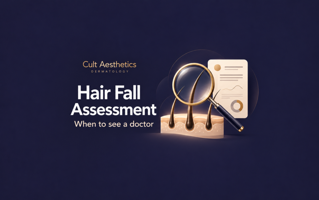 Cover graphic for the article: Hair Fall Assessment: When Should You See a Doctor?