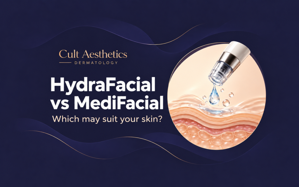 Cover graphic for the article: HydraFacial vs MediFacial: Which Skin Treatment May Be Right for You?