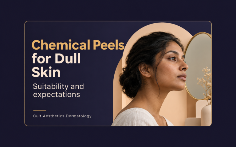 Cover graphic for the article: Chemical Peel for Dull Skin: Suitability, Benefits, and What to Expect