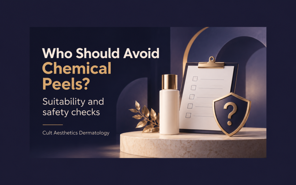 Cover graphic for the article: Who Should Avoid Chemical Peels? Suitability, Contraindications, and Safety Checks
